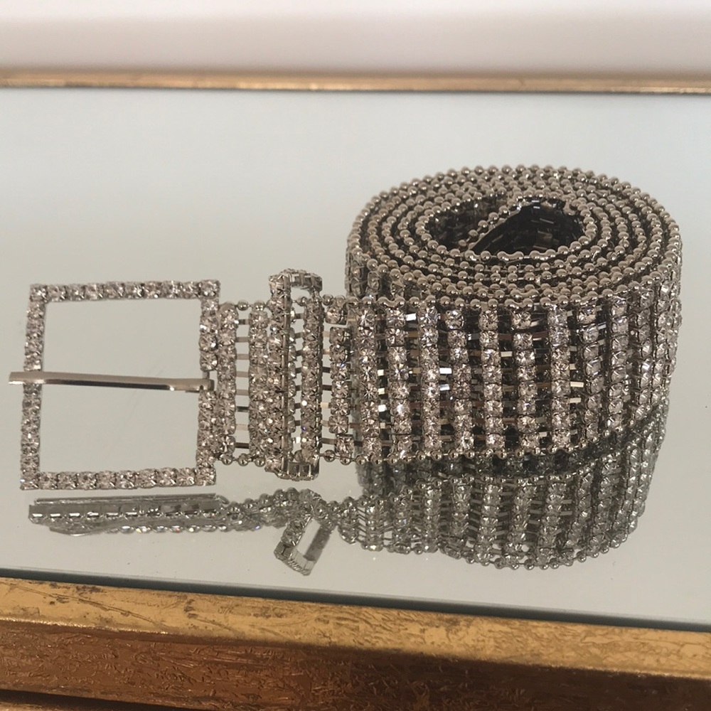 Crystal silver belt